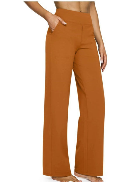 Casual High-Waisted Straight Pants Loose Pocket Yoga Pants