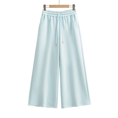 Drawstring Elastic Waist Straight Pants for Women