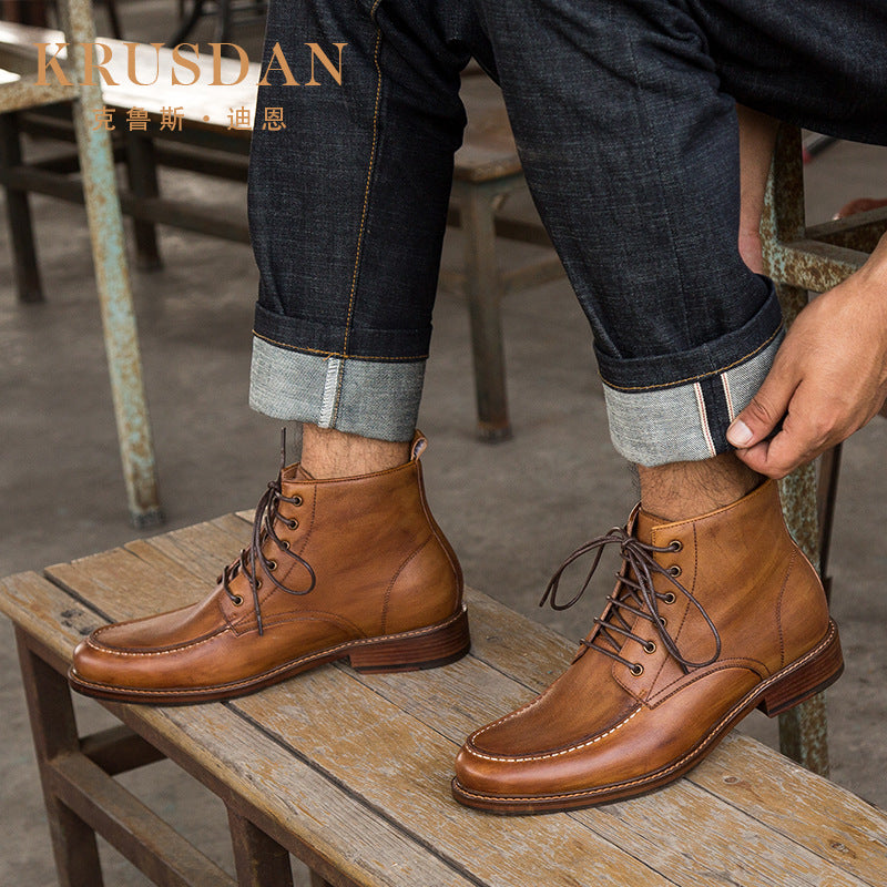 Retro Martin Boots Van Echte Koeienhuid