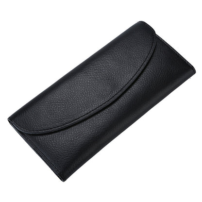 Genuine Cowhide Minimalist Womens Wallet Functional Long Clutch