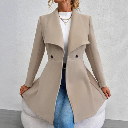 Women's Mid-Length Lapel Woolen Coat