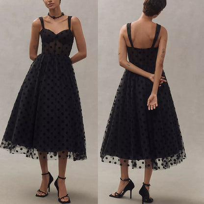 Women's Mesh Long Dress with Zipper