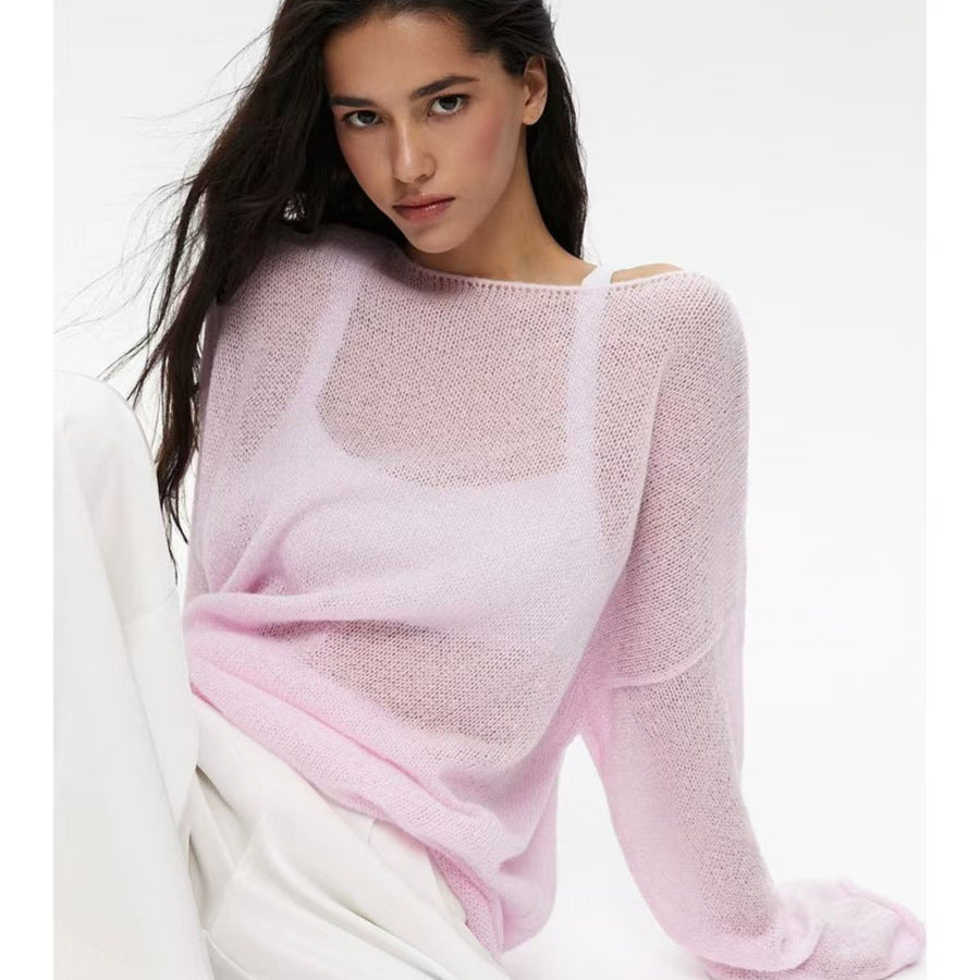 Womens Hollow Knit Pullover Sweater