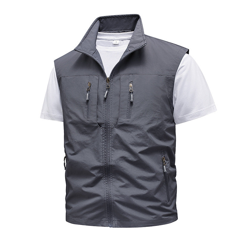 Multi-pocket geborduurd vest