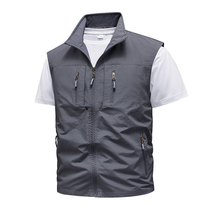 Multi-pocket geborduurd vest