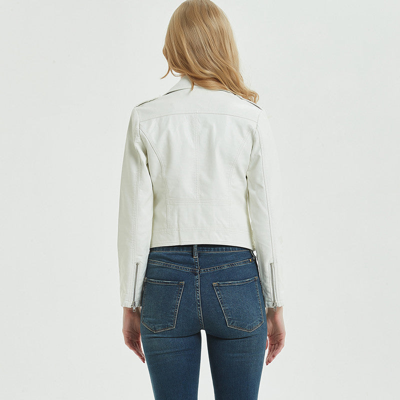 Europese en Amerikaanse dames korte PU leren motorjas