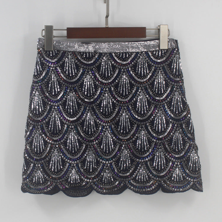 Zware industrie pailletten golfrand heupomsluitende korte rok