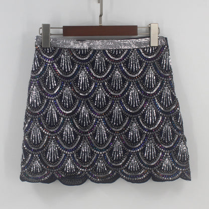 Zware industrie pailletten golfrand heupomsluitende korte rok