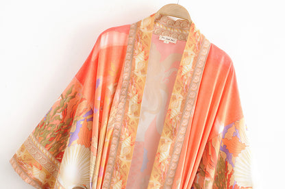 Floral Print Loose Lace Kimono Robe