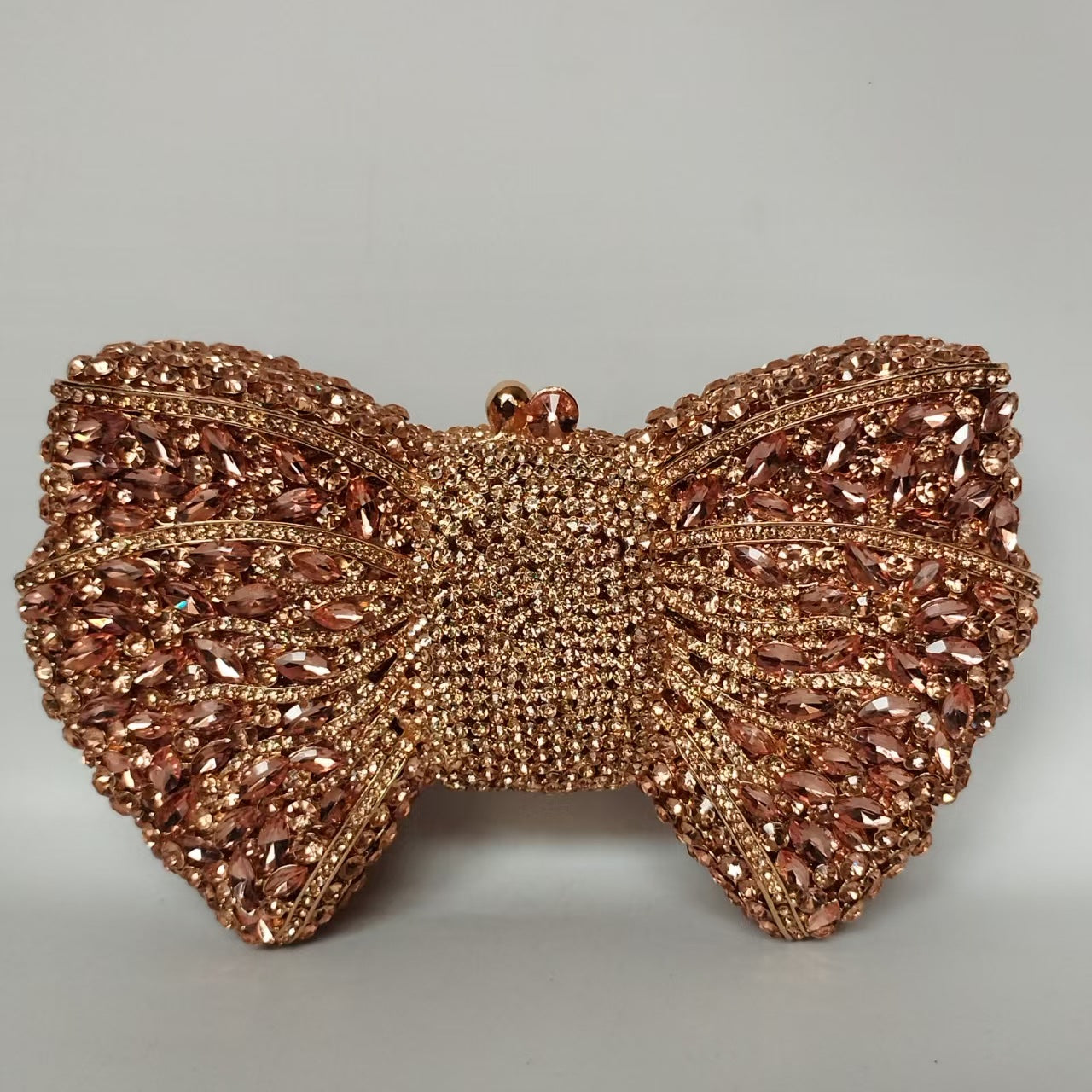 Rhinestone Bow Evening Bag with Chain