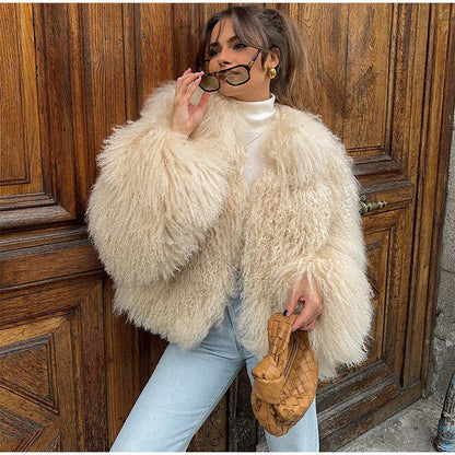 Women's short teddy fur coat