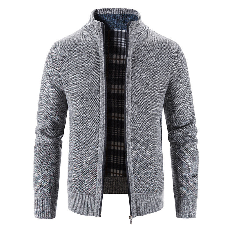 Mens Knitted Stand Collar Cardigan