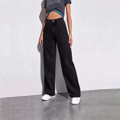 Loose-fitting wide-leg straight-leg pants