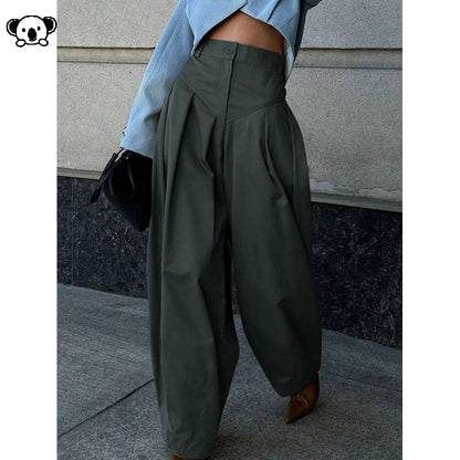 Women High Waist Slim Fit Wide Leg Denim Pants