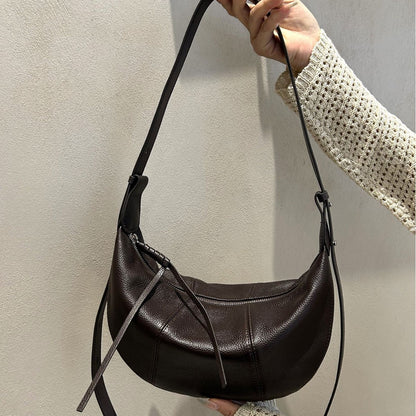 First-Layer Cowhide Crossbody Dumpling Bag