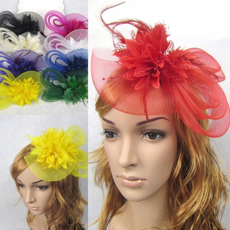 Bridal Feather Mesh Head Flower