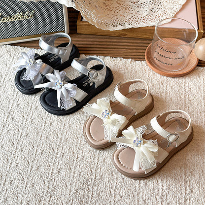 Floral Rhinestone Girls Summer Sandals