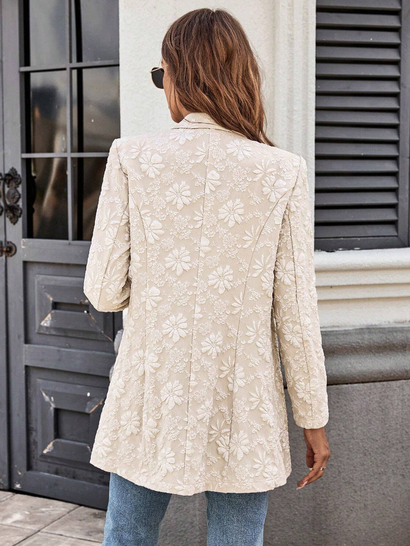 Jacquard damesblazer met één knoop