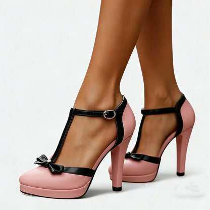 Patent Leather T-Strap High Heel Sandals