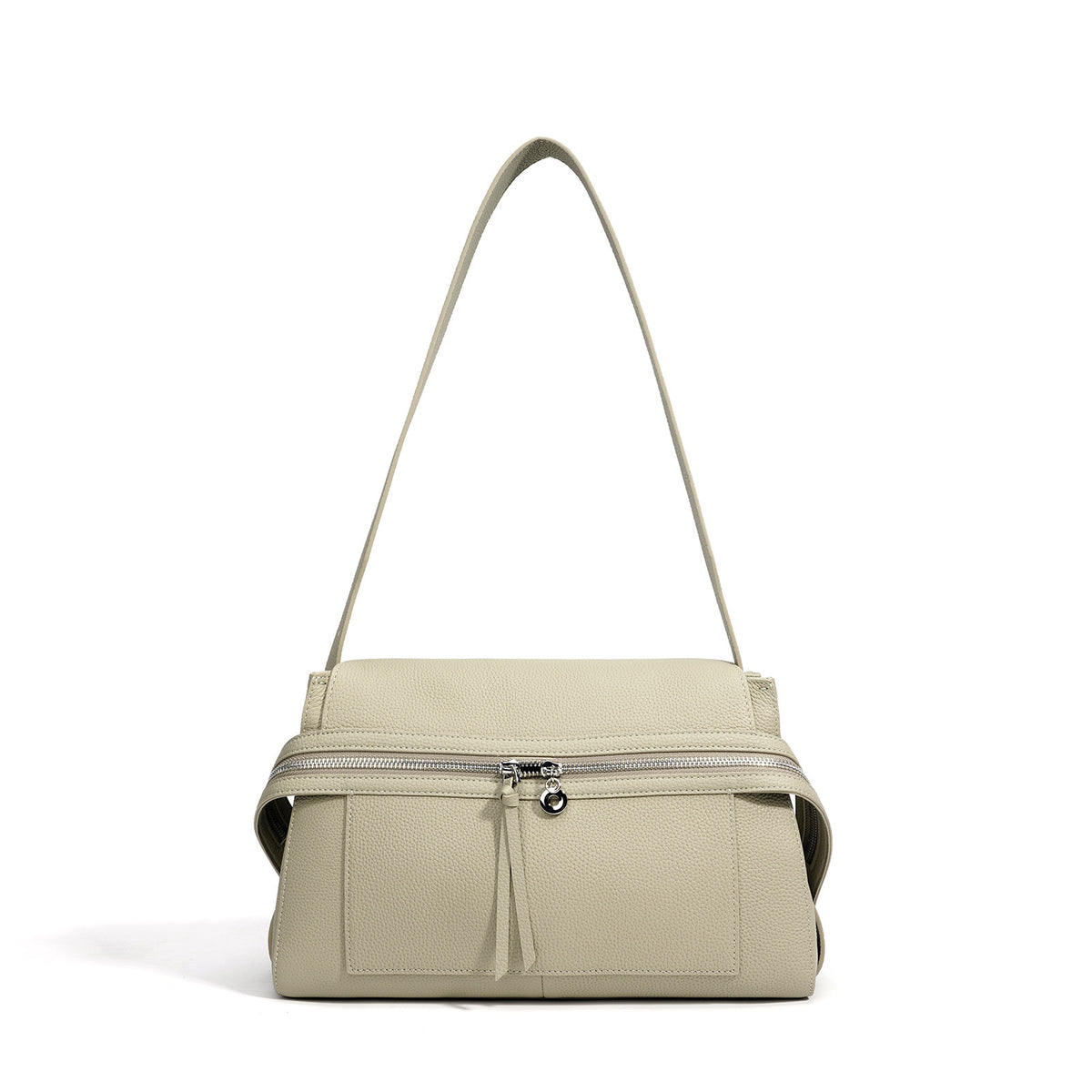 Elegant genuine leather shoulder bag in Kelly style
