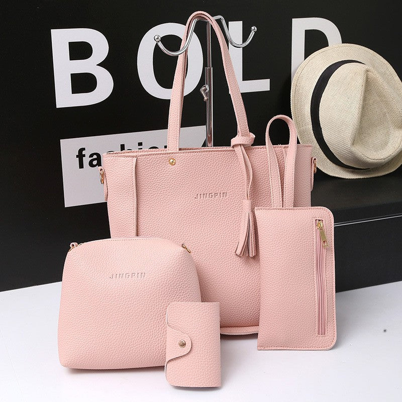 Litchi Pattern Women's Shoulder Bag Set