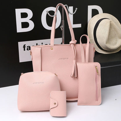 Litchi Pattern Women's Shoulder Bag Set