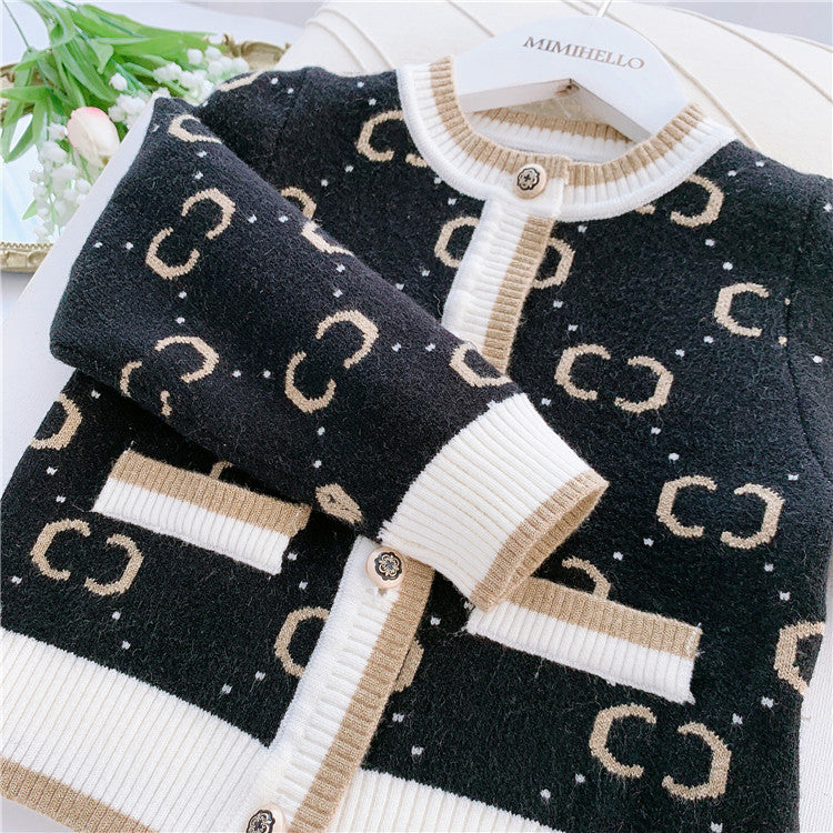 Meisjes gebreide trui met cardigan