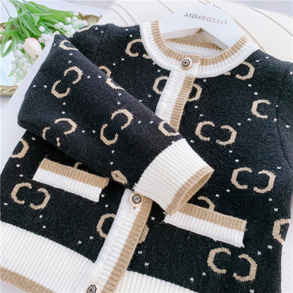 Meisjes gebreide trui met cardigan