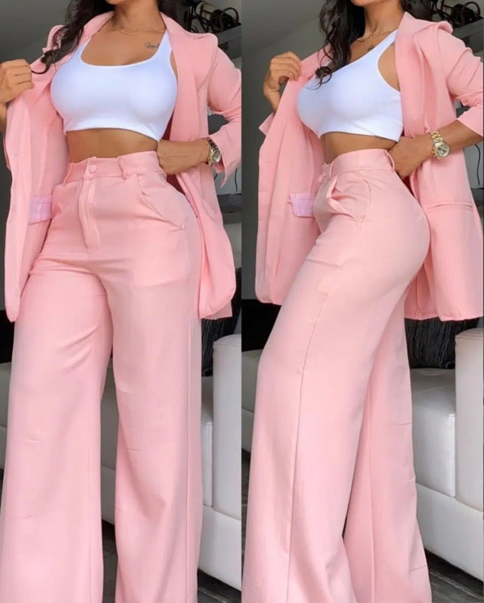 Elegant Solid Color Women's Suit Set