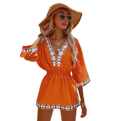 Lady's sequined sun protection beach dress