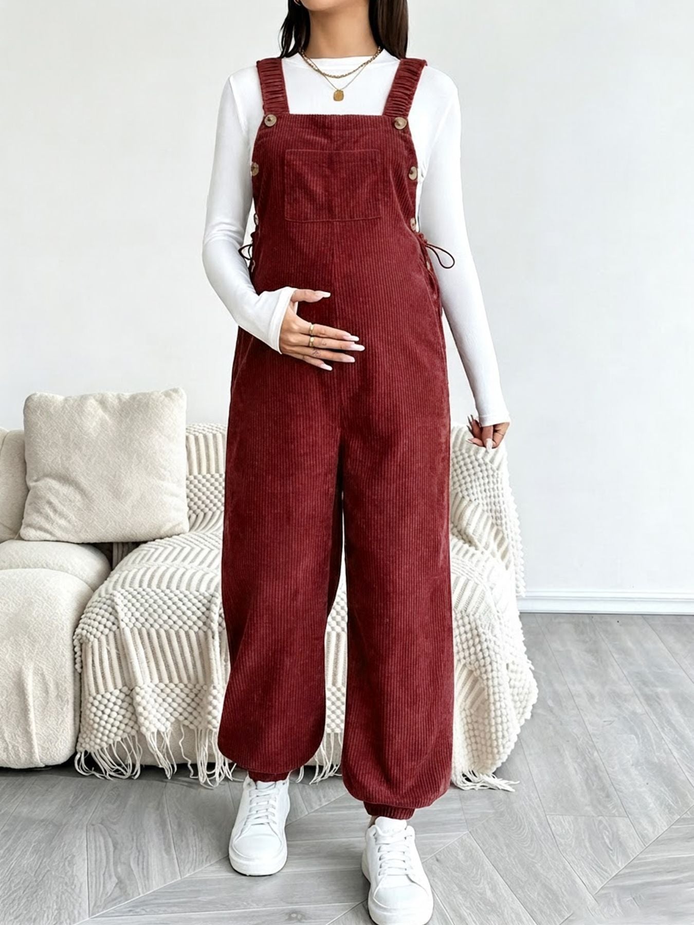 Woolen gauze maternity belt pants