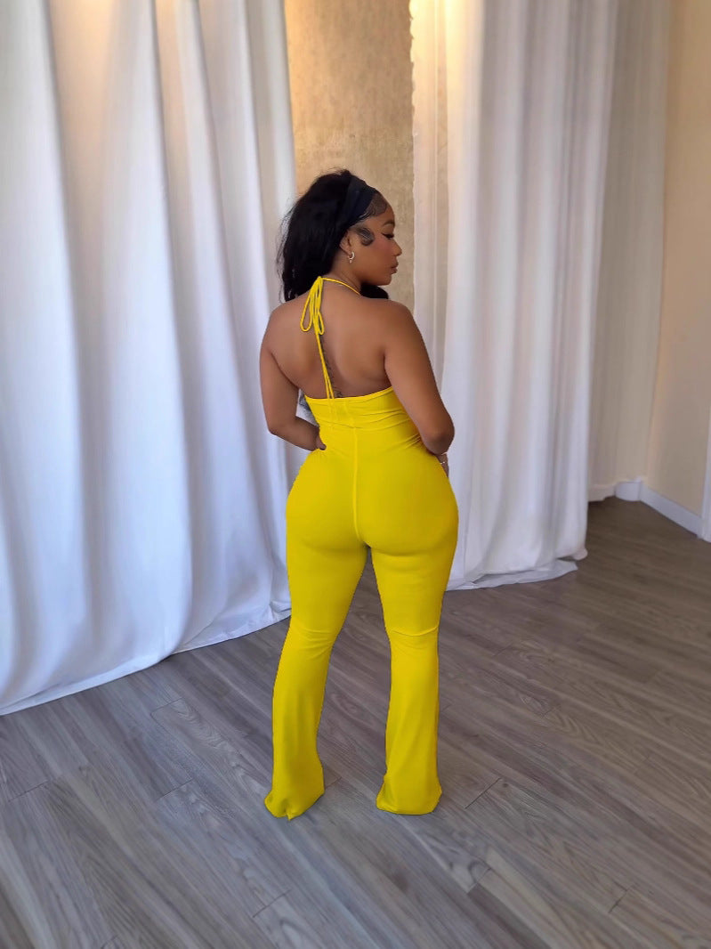 Women's Halter Neck Hollow-Out Jumpsuit