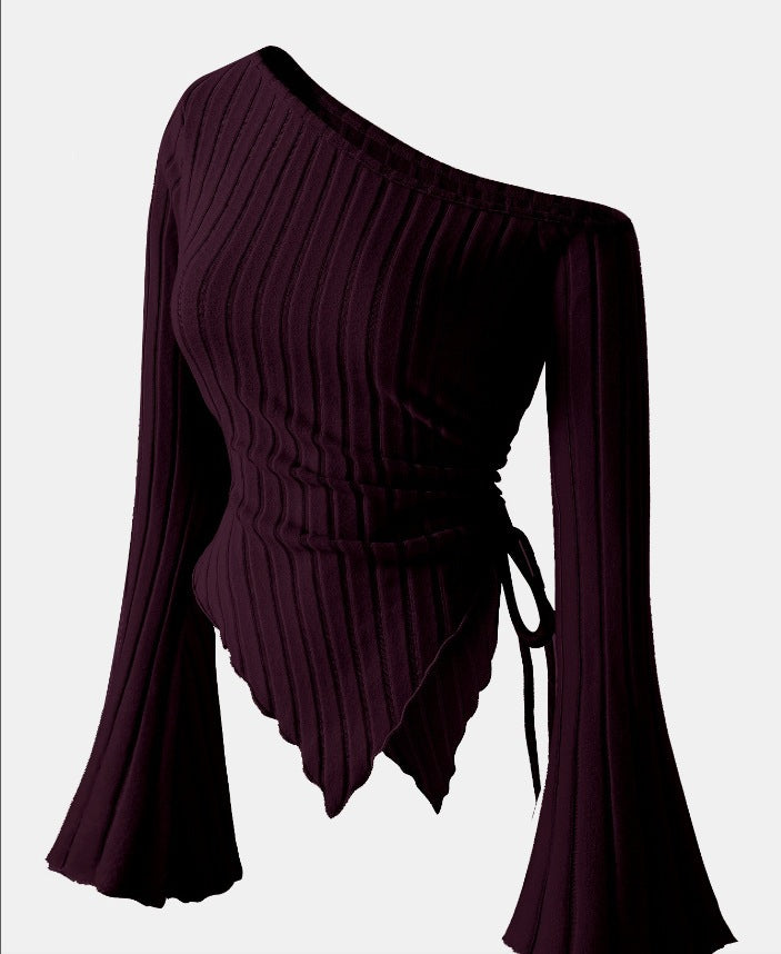 Women's Off-Shoulder Bell Sleeve Knit Top