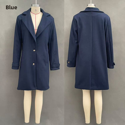 Retro Plaid Mid-Length Lapel Coat for Women