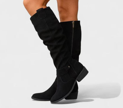 Side-zipper burnout high-top women?s boots