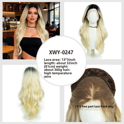 Long Curly Lace Front Wig with Highlight