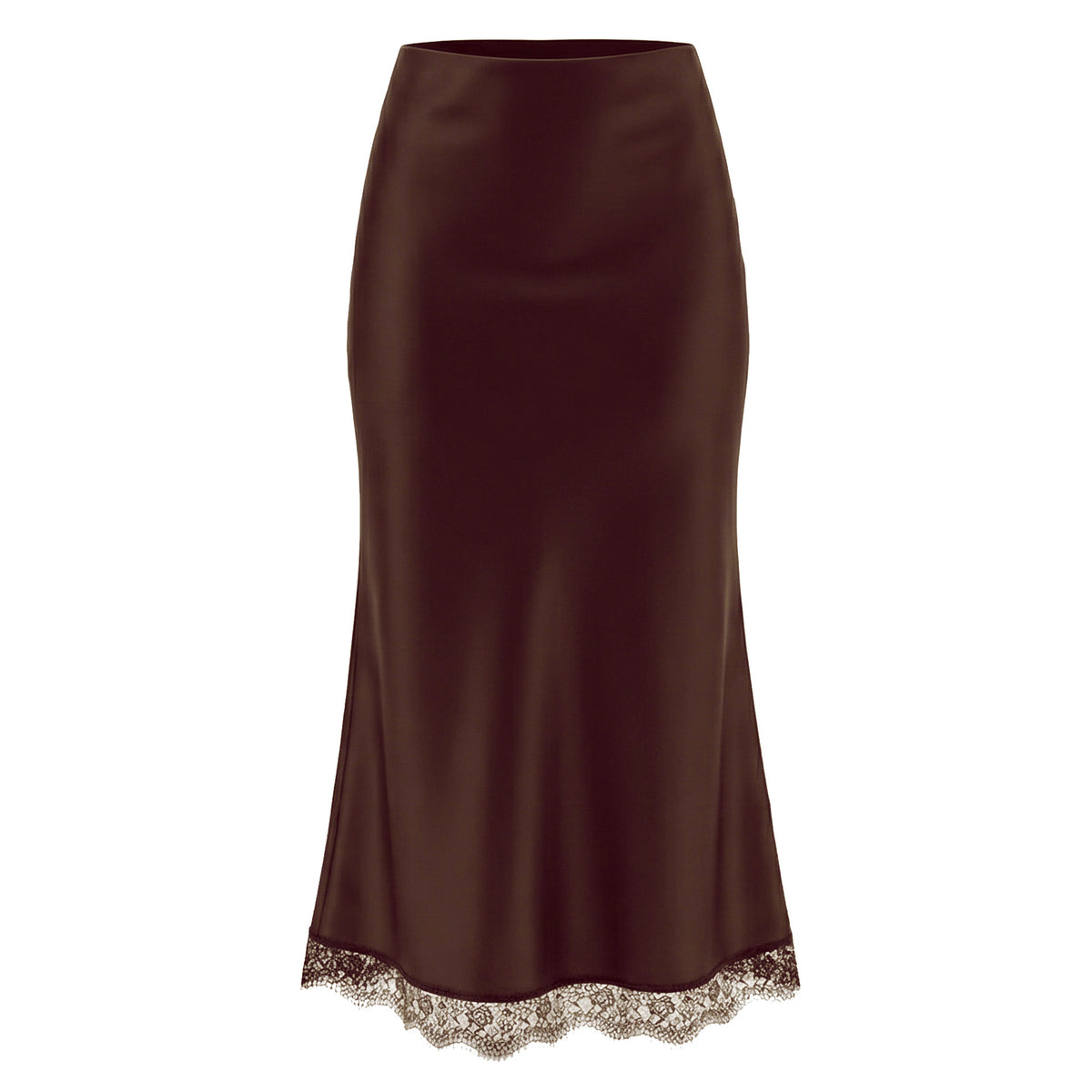 Women's High-Waisted Lace Satin A-Line Maxi Midi Skirt
