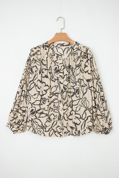 Losse blouse met bloemenprint vleermuismouwen en knoopsluiting
