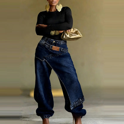 Designer Patchwork Denim Trousers