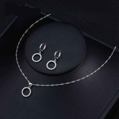 Vintage Sterling Silver Cubic Zirconia Necklace and Earrings Set