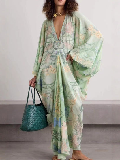 Flowy Printed V-Neck Dress