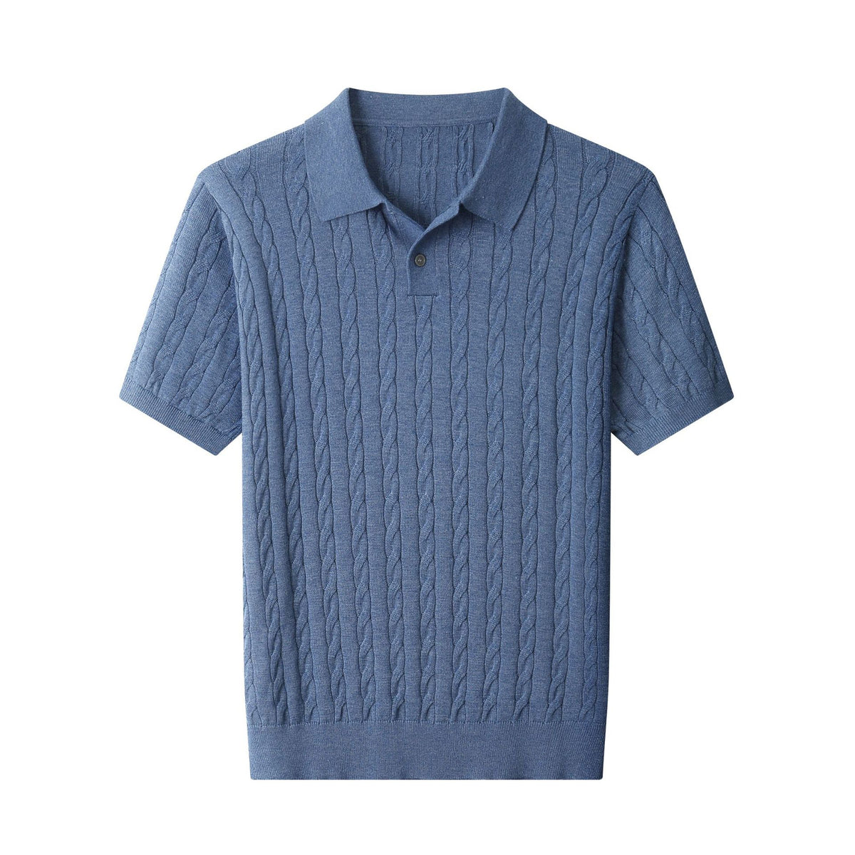 Mens Cable Knit Polo Shirt