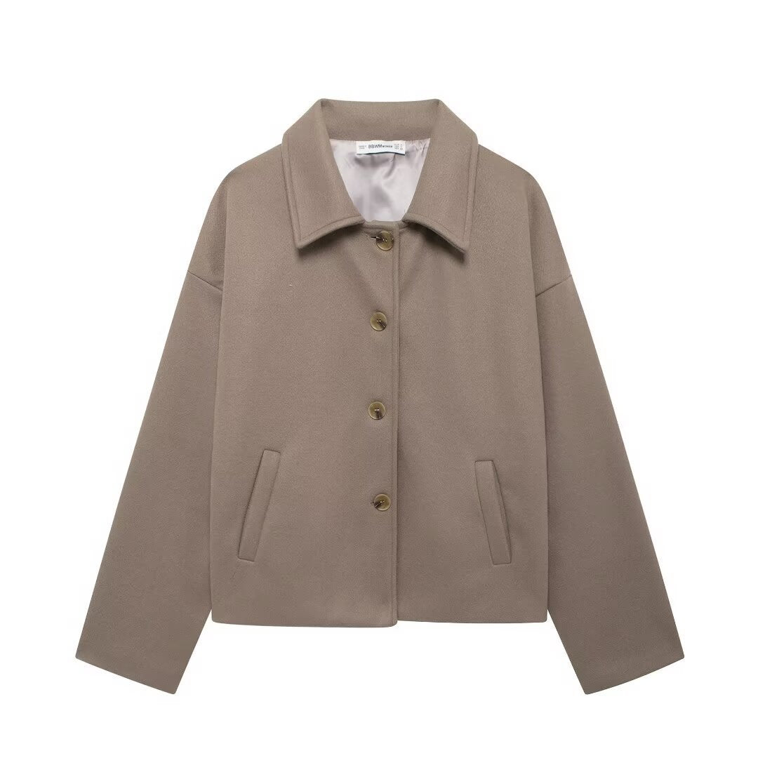 Women's Lapel Collar Wool Blend Jacket