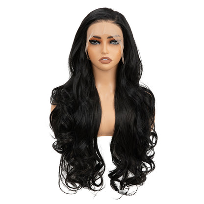 Black Wavy Long Curly Front Lace Wig