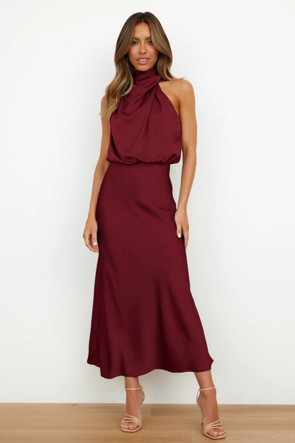 Sleeveless Satin Evening Dress