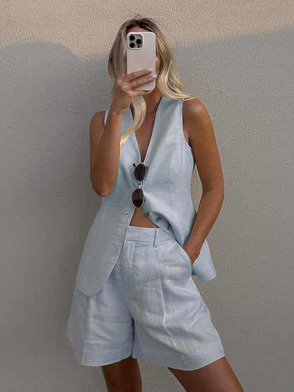 Women's Cotton Linen Vest Shorts