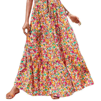 Maxi-rok met elastische taille en bloemenprint