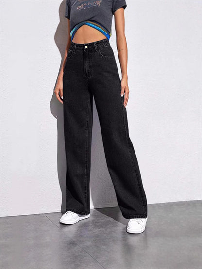Loose-fitting wide-leg straight-leg pants