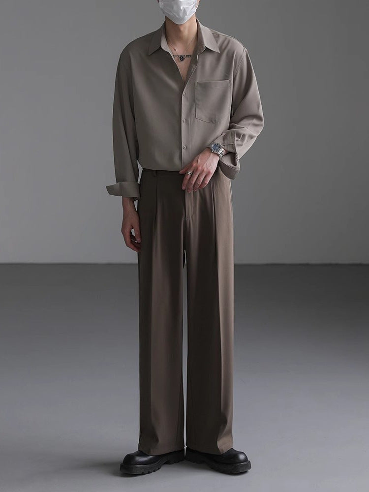 Men's loose-fitting long-sleeved shirt