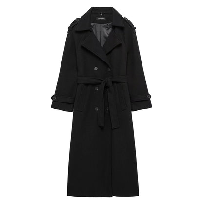 Womens Woolen Double Breasted Coat